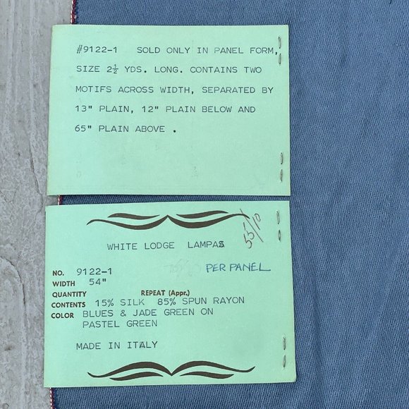 Mid-Century Modern White Lodge Italy Silk Jade Blue Scalamandre Silks Sample - Picture 15 of 16